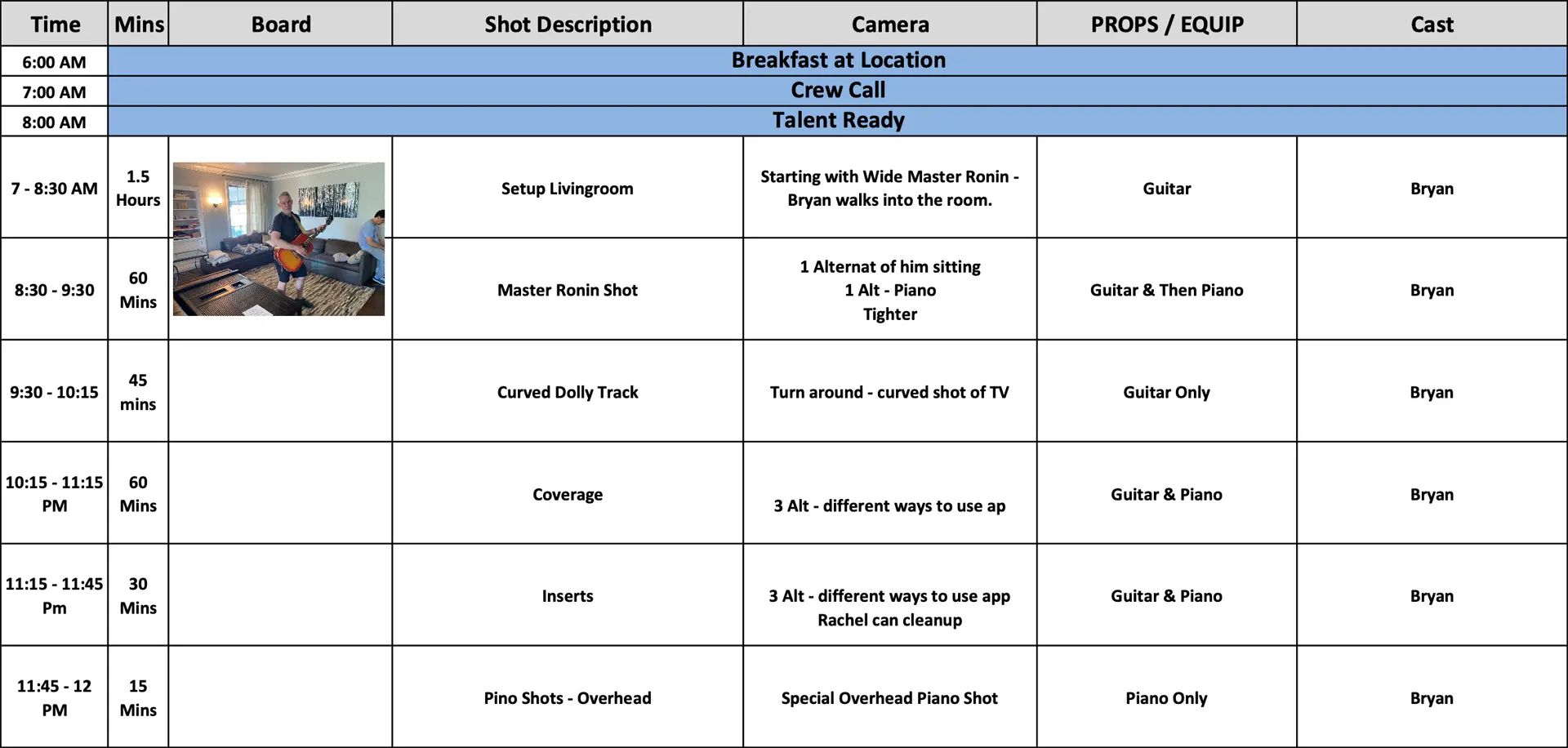 Rocksmith+ Shoot Schedule