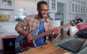 Behind the scenes of Ubisoft Rocksmith+ promo shoot featuring Steadicam operation, created by Evolution, a commercial production and brand storytelling agency.